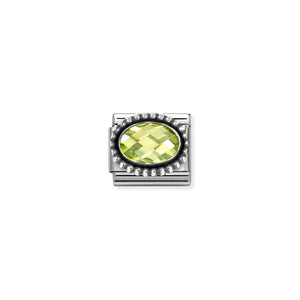 COMPOSABLE CLASSIC LINK 330607/004 OVAL FACETED LIGHT GREEN CZ IN 925 SILVER