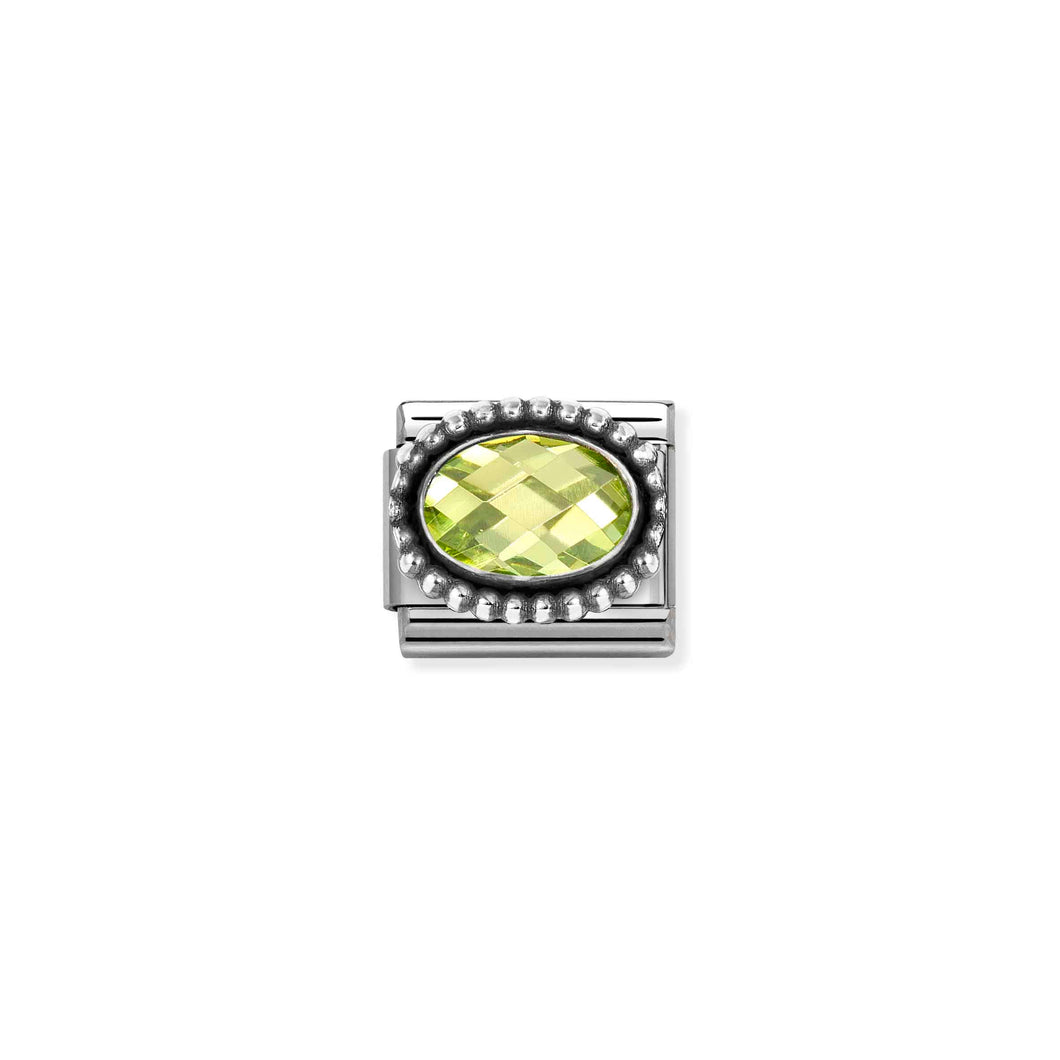 COMPOSABLE CLASSIC LINK 330607/004 OVAL FACETED LIGHT GREEN CZ IN 925 SILVER