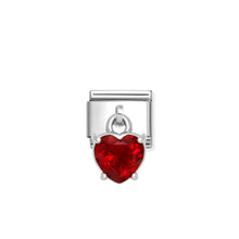 Load image into Gallery viewer, COMPOSABLE CLASSIC LINK 331812/13 HEART CUT RED CZ CHARM IN 925 SILVER
