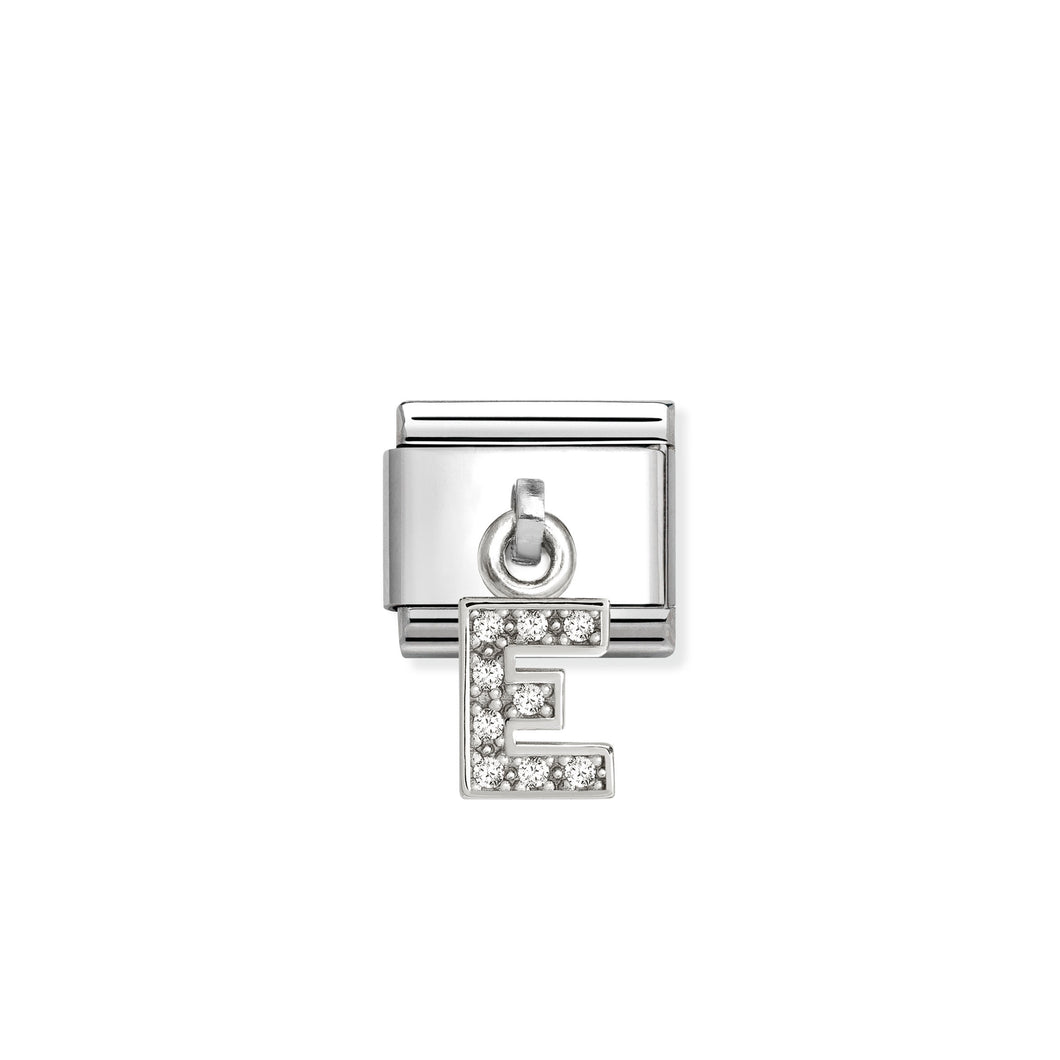 COMPOSABLE CLASSIC LINK 331818/05 LETTER E CHARM IN SILVER AND CZ