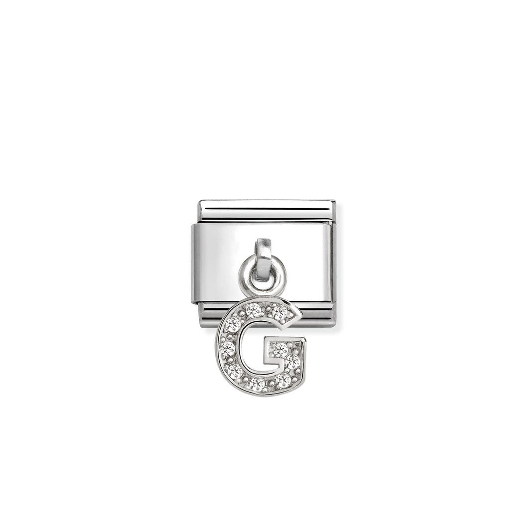 COMPOSABLE CLASSIC LINK 331818/07 LETTER G CHARM IN SILVER AND CZ