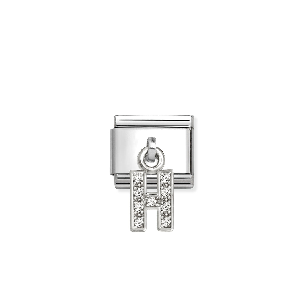 COMPOSABLE CLASSIC LINK 331818/08 LETTER H CHARM IN SILVER AND CZ