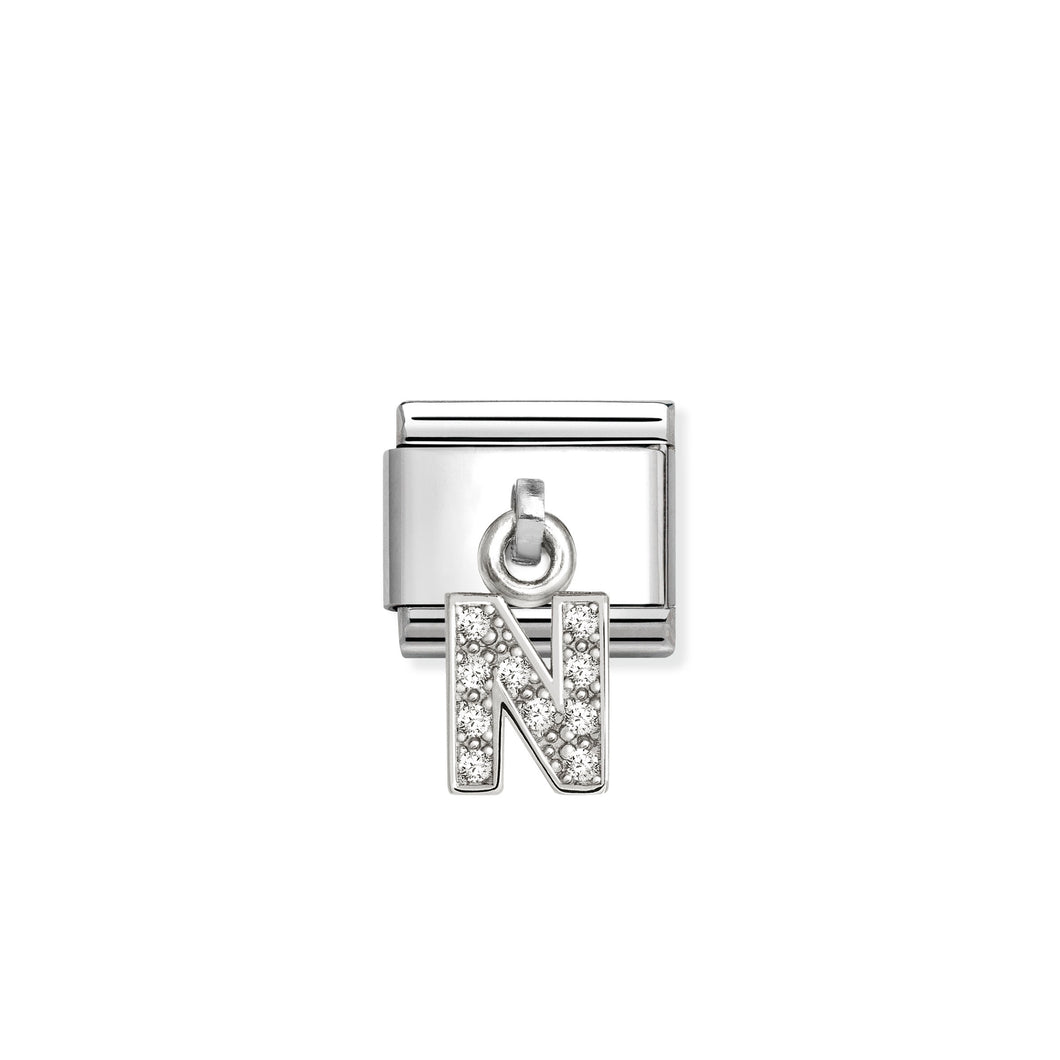 COMPOSABLE CLASSIC LINK 331818/14 LETTER N CHARM IN SILVER AND CZ