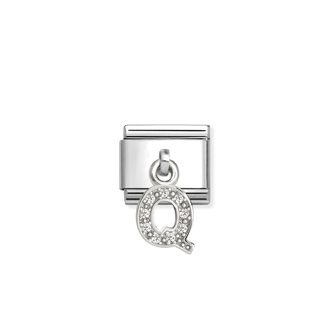 COMPOSABLE CLASSIC LINK 331818/17 LETTER Q CHARM IN SILVER AND CZ