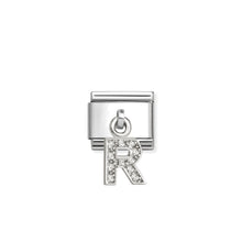 Load image into Gallery viewer, COMPOSABLE CLASSIC LINK 331818/18 LETTER R CHARM IN SILVER AND CZ
