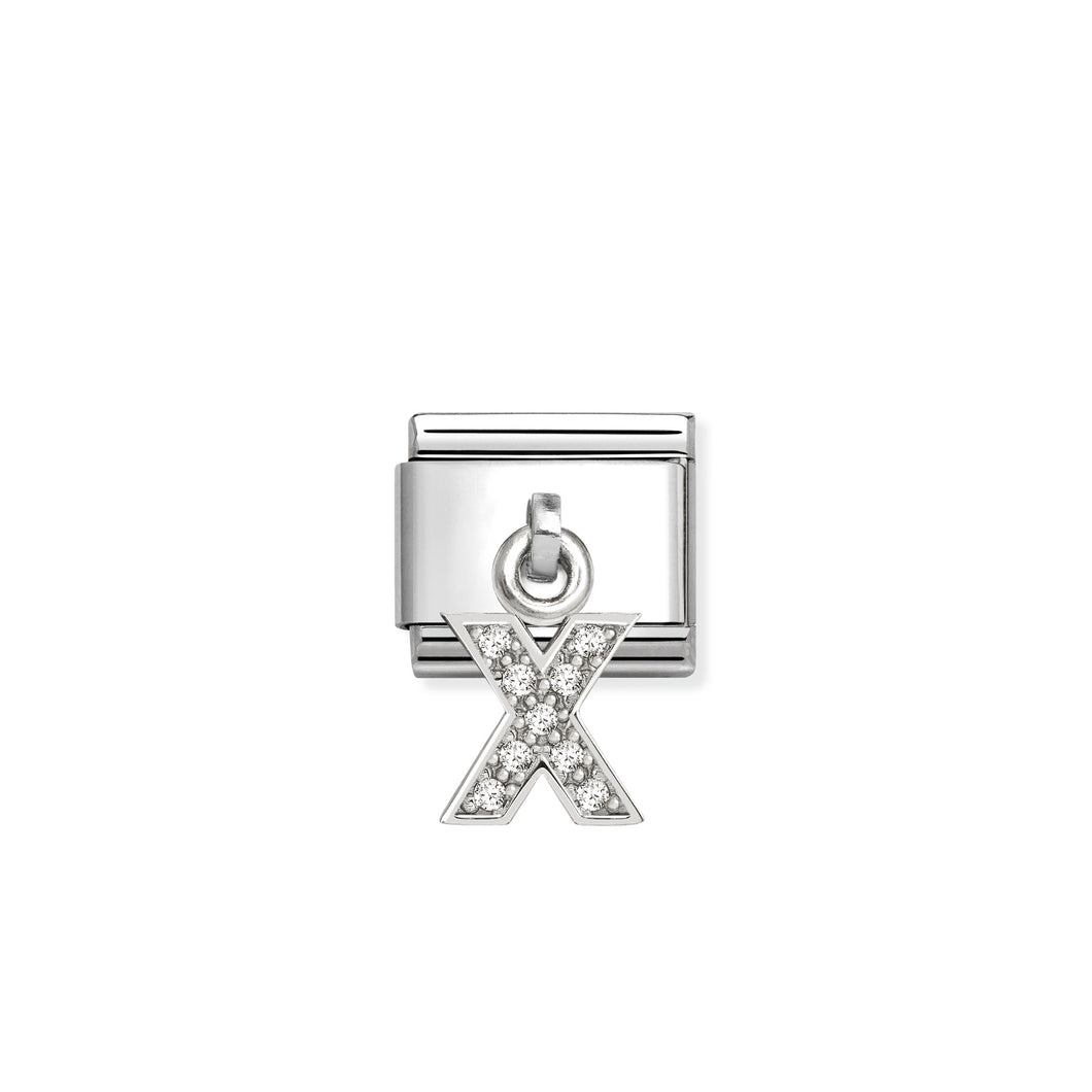 COMPOSABLE CLASSIC LINK 331818/24 LETTER X CHARM IN SILVER AND CZ