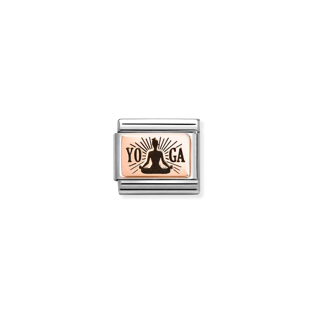 COMPOSABLE CLASSIC LINK 430111/31 YOGA LOTUS POSE IN 9K ROSE GOLD & ENAMEL