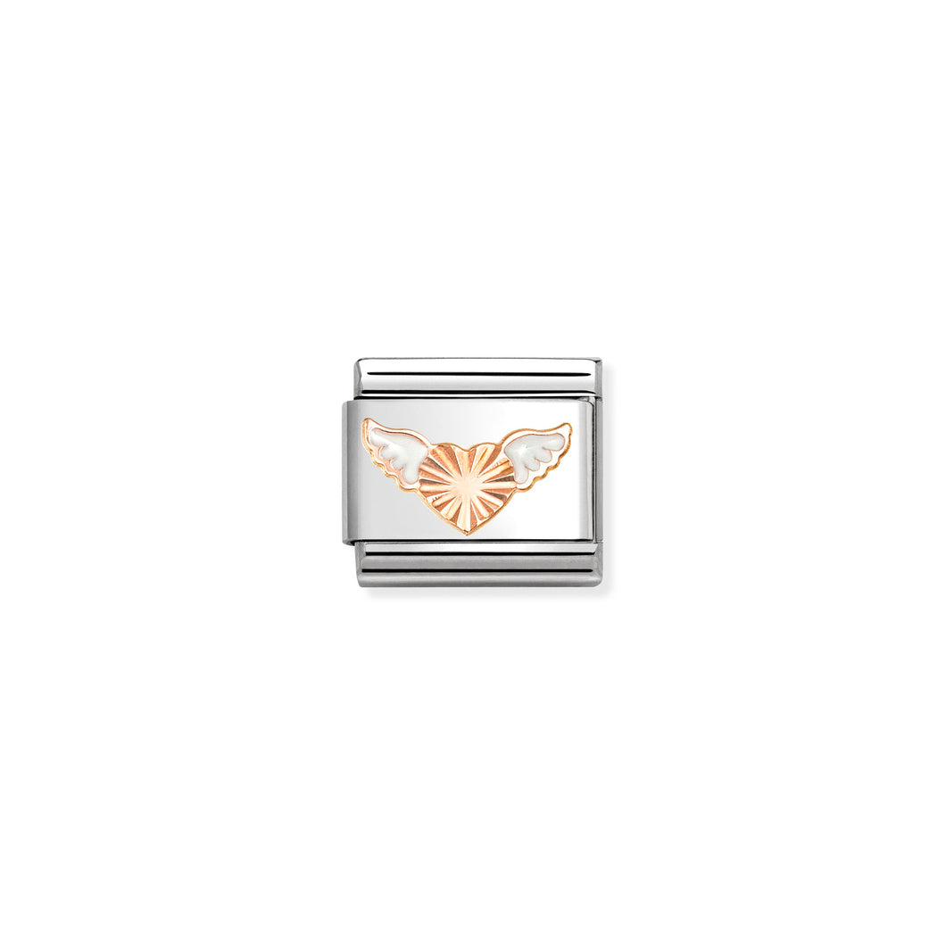 COMPOSABLE CLASSIC LINK 430202/46 FLYING HEART IN 9K ROSE GOLD AND ENAMEL