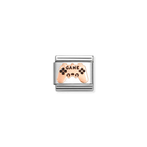 COMPOSABLE CLASSIC LINK 430202/26 GAME CONTROLLER 9K ROSE GOLD AND BLACK ENAMEL