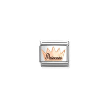 Load image into Gallery viewer, COMPOSABLE CLASSIC LINK 430202/34 PRINCESS WITH CROWN 9K ROSE GOLD AND BLACK ENAMEL
