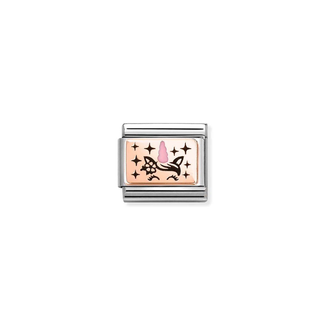 COMPOSABLE CLASSIC LINK 430204/03 UNICORN HORN IN 9K ROSE GOLD & ENAMEL