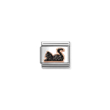Load image into Gallery viewer, COMPOSABLE CLASSIC LINK 430205/32 BLACK GLITTER CAT IN 9K ROSE GOLD
