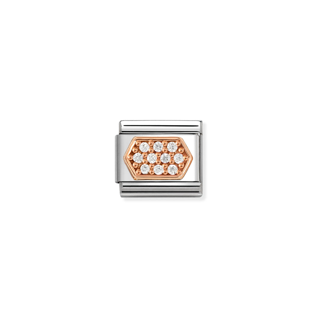 COMPOSABLE CLASSIC LINK 430312/03 WHITE CZ HEXAGON IN 9K ROSE GOLD