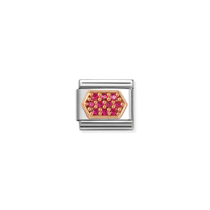 COMPOSABLE CLASSIC LINK 430312/06 RED CZ HEXAGON IN 9K ROSE GOLD