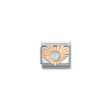 Load image into Gallery viewer, COMPOSABLE CLASSIC LINK 430516/07 HEART WITH ETCHED DETAIL AND WHITE OPAL IN 9K ROSE GOLD
