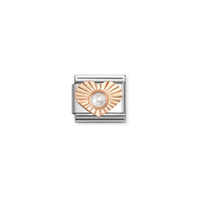 Load image into Gallery viewer, COMPOSABLE CLASSIC LINK 430516/13 HEART WITH ETCHED DETAIL AND WHITE OPAL IN 9K ROSE GOLD
