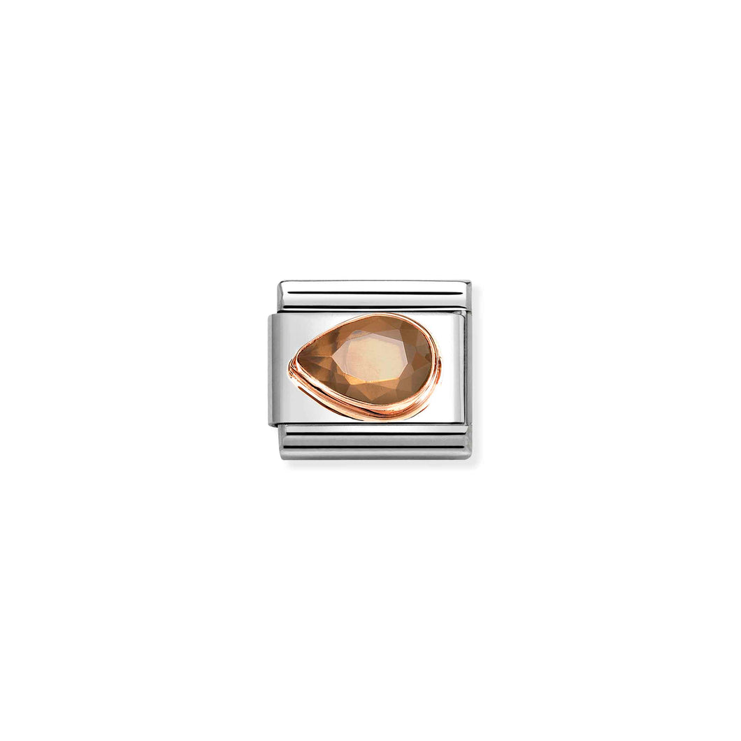 COMPOSABLE CLASSIC LINK 430605/012 TEAR DROP LEFT 9K ROSE GOLD & SMOKEY CZ