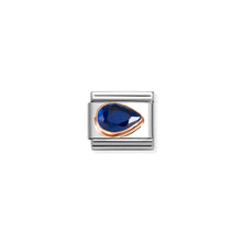 Load image into Gallery viewer, COMPOSABLE CLASSIC LINK 430606/007 TEAR DROP RIGHT 9K ROSE GOLD &amp; DARK BLUE CZ

