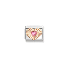 Load image into Gallery viewer, COMPOSABLE CLASSIC LINK 4306010/003 HEART ETCHED DETAIL IN 9K ROSE GOLD &amp; PINK CZ HEART

