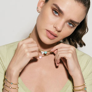 EMOSFERE GOLD BRACELET 134210/002 HEART WITH AQUA ENAMEL
