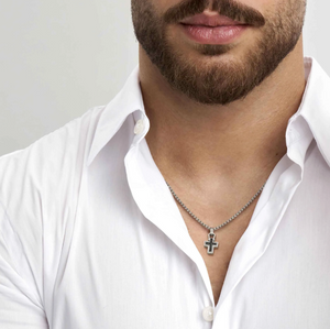 MANVISION NECKLACE 133006/007 CROSS BLACK CZ