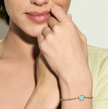 Load image into Gallery viewer, EMOSFERE GOLD BRACELET 134210/002 HEART WITH AQUA ENAMEL
