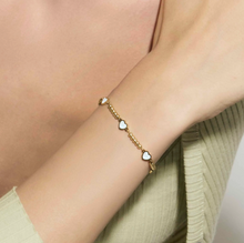 Load image into Gallery viewer, EMOSFERE GOLD BRACELET 134213/036 MULTI HEARTS WITH M-O-P
