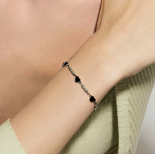 Load image into Gallery viewer, EMOSFERE STAINLESS STEEL BRACELET 134202/035 MULTI HEARTS WITH BLACK ENAMEL
