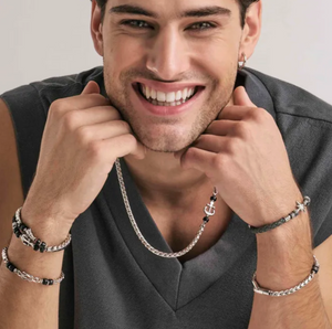 ATLANTE STAINLESS STEEL BRACELET 027506/067 KNOT GREY JASPER