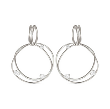 Load image into Gallery viewer, MY REBEL ART EARRINGS 242812/010 ORGANIC SILVER CIRCLE &amp; WHITE CZ

