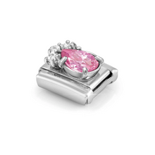 Load image into Gallery viewer, COMPOSABLE CLASSIC LINK 330329/08 WHITE &amp; PINK CZ TEARDROP IN SILVER
