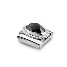 Load image into Gallery viewer, COMPOSABLE CLASSIC LINK 330604/011 FACETED BLACK OVAL CZ IN 925 SILVER
