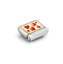 Load image into Gallery viewer, COMPOSABLE CLASSIC LINK 030284/59 RED HEARTS PLAQUE IN GOLD
