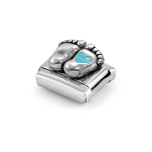 Load image into Gallery viewer, COMPOSABLE CLASSIC LINK 330204/30 BABY FEET BLUE ENAMEL IN 925 SILVER
