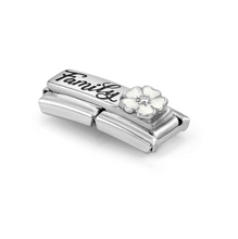 Load image into Gallery viewer, COMPOSABLE CLASSIC DOUBLE LINK 330734/17 FAMILY WITH WHITE FLOWER IN 925 SILVER
