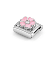 Load image into Gallery viewer, COMPOSABLE CLASSIC LINK 330321/14 PINK FLOWER ENAMEL IN 925 SILVER &amp; CZ
