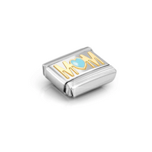 Load image into Gallery viewer, COMPOSABLE CLASSIC LINK 030272/83 MUM BLUE HEART IN 18K GOLD AND ENAMEL
