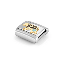 Load image into Gallery viewer, COMPOSABLE CLASSIC LINK 030272/82 MUM BEAR WITH BLUE HEART IN 18K GOLD AND ENAMEL
