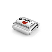 Load image into Gallery viewer, COMPOSABLE CLASSIC LINK 330208/34 MAMMA WITH HEART IN ENAMEL &amp; 925 SILVER
