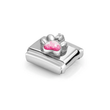 Load image into Gallery viewer, COMPOSABLE CLASSIC LINK 330321/13 PINK PAW PRINT ENAMEL IN 925 SILVER &amp; CZ
