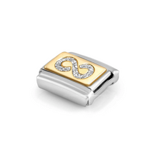 Load image into Gallery viewer, COMPOSABLE CLASSIC LINK 030224/06 INFINITY IN 18K GOLD &amp; SILVER GLITTER ENAMEL
