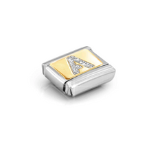 Load image into Gallery viewer, COMPOSABLE CLASSIC LINK 030291/01 SILVER LETTER A IN 18K GOLD &amp; GLITTER ENAMEL
