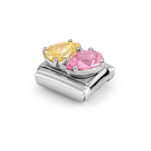 Load image into Gallery viewer, COMPOSABLE CLASSIC LINK 330329/17 YELLOW &amp; PINK CZ TEARDROPS IN SILVER
