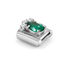 Load image into Gallery viewer, COMPOSABLE CLASSIC LINK 330329/03 WHITE &amp; GREEN CZ TEARDROP IN SILVER
