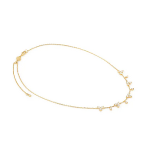 LIFE BOUQUET NECKLACE 242507/012 GOLD & WHITE CZ