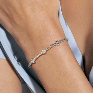LIFE BOUQUET TENNIS BRACELET 242506/012 GOLD & WHITE CZ