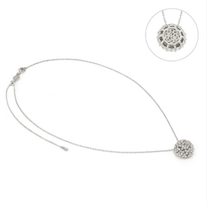 LIFE BOUQUET STERLING SILVER NECKLACE 242508/010 WHITE CZ SEMI SPHERE