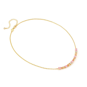 COLOUR WAVE LARGE NECKLACE 149858/024 GOLD PINK CHAMPAGNE CZ