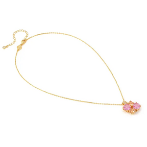 COLOUR WAVE NECKLACE 149856/024 GOLD PINK CHAMPAGNE CZ PENDANT