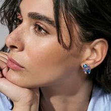 Load image into Gallery viewer, COLOUR WAVE EARRINGS 149861/061 STERLING SILVER BLUE &amp; LAVENDER SQUARE CZ
